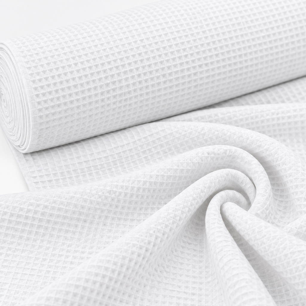 Tela Waffle de Algodón 100% Blanco – OEKO-TEX®