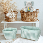 Pack de Cestas de Tela Reversibles Vichy Verde