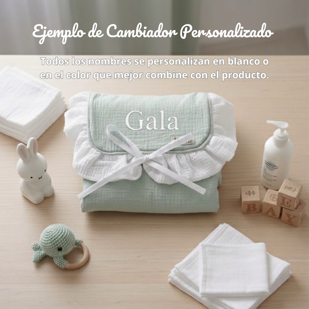 Cambiador Impermeable Volantes Verde Pastel