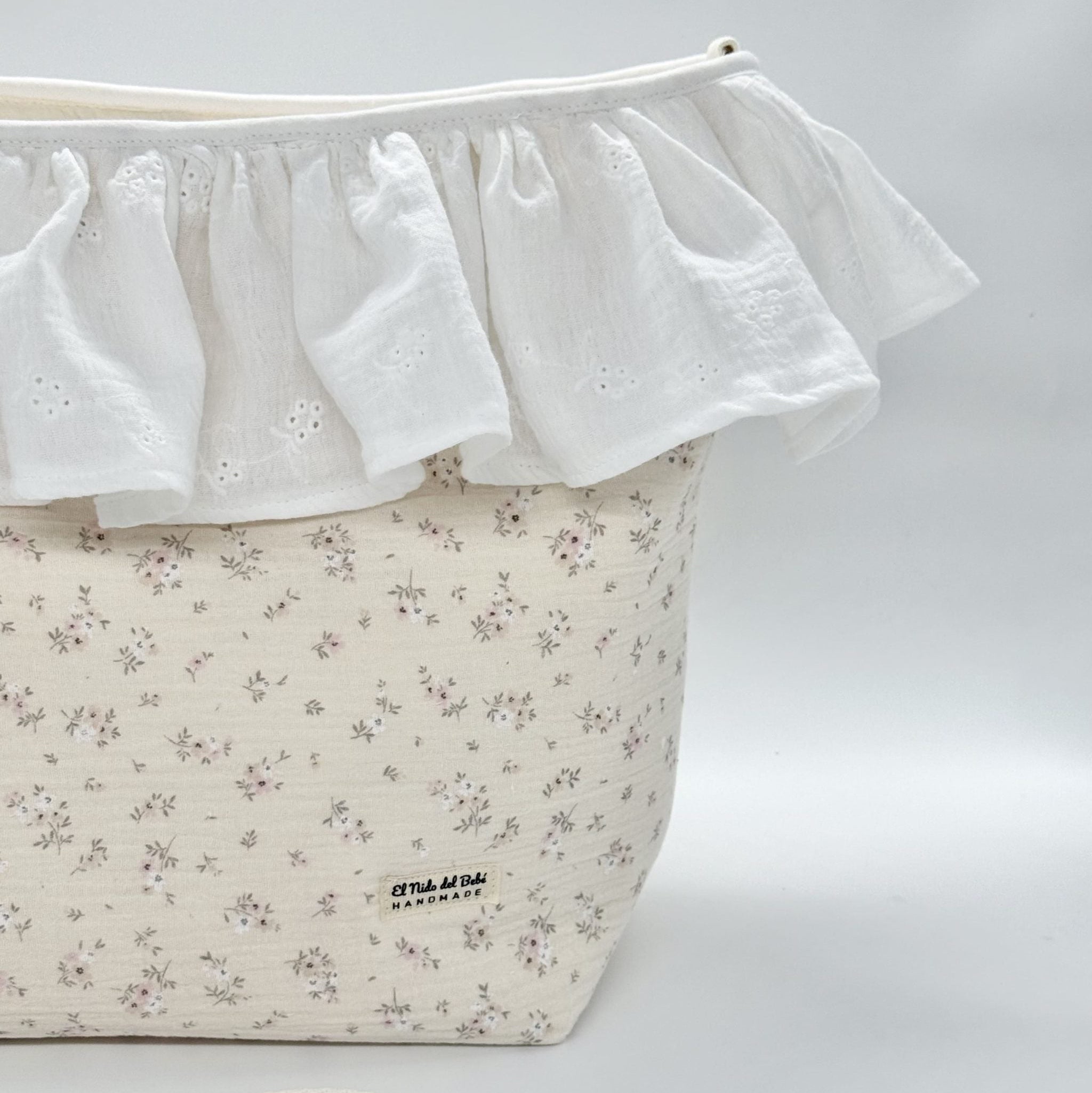 Bolso Bombonera Flores Beige