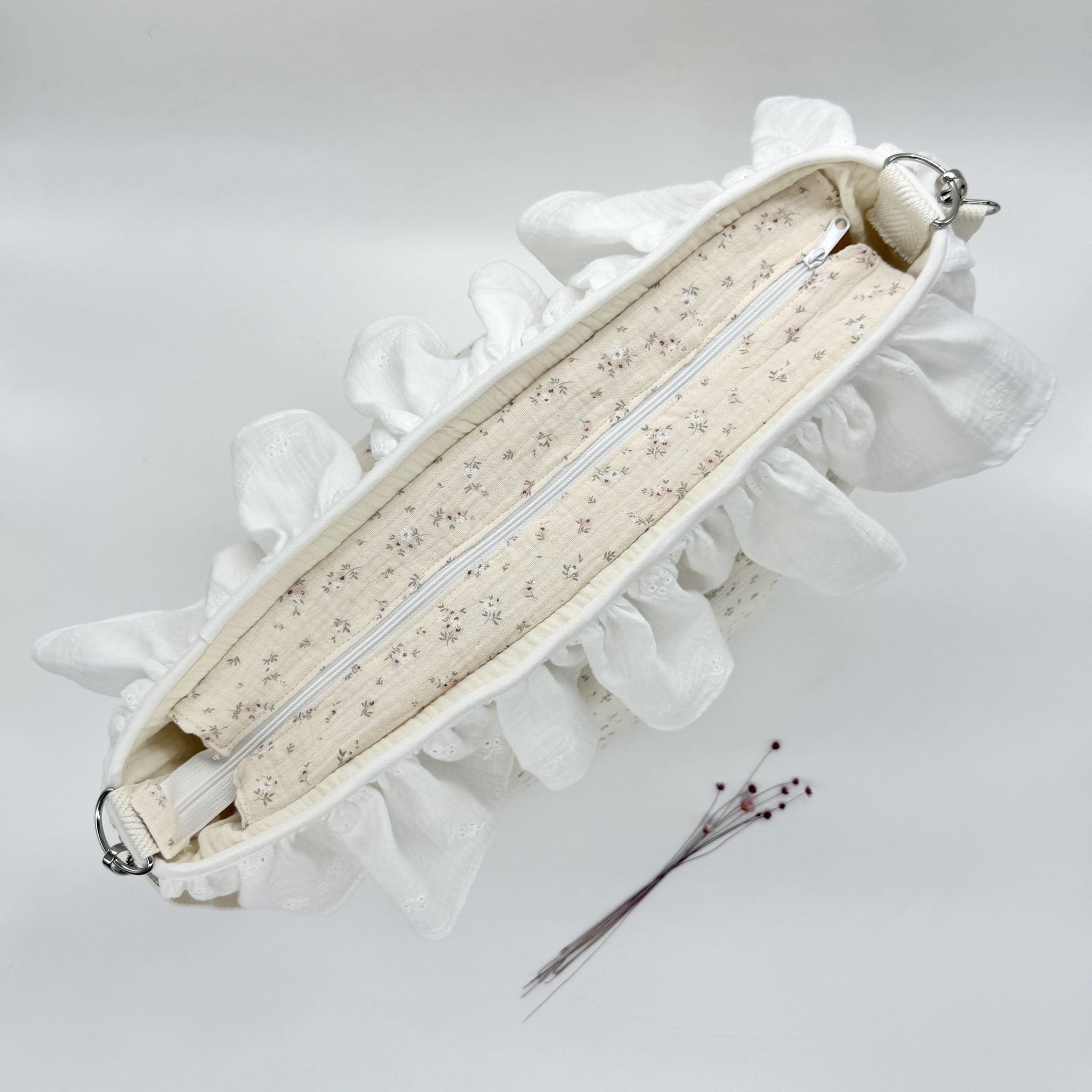 Bolso Bombonera Flores Beige