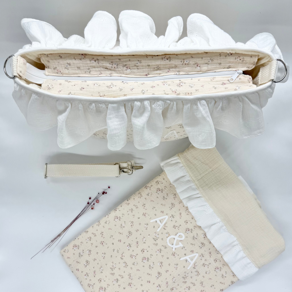 Bolso Bombonera Flores Beige
